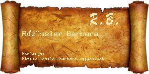 Rössler Barbara névjegykártya